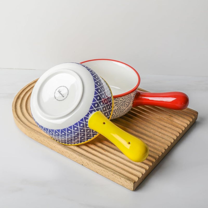 Selamica أوعية حساء سيراميك سيلاميكا مع مقبض 15 أونصة لأوعية حساء البصل الفرنسي آمنة للاستخدام في الفرن لأوعية الحساء للجرانولا واليخنات والفطائر والخبز والميكروويف آمنة في غسالة الصحون مجموعة من 4 ألوان متنوعة - Image 5