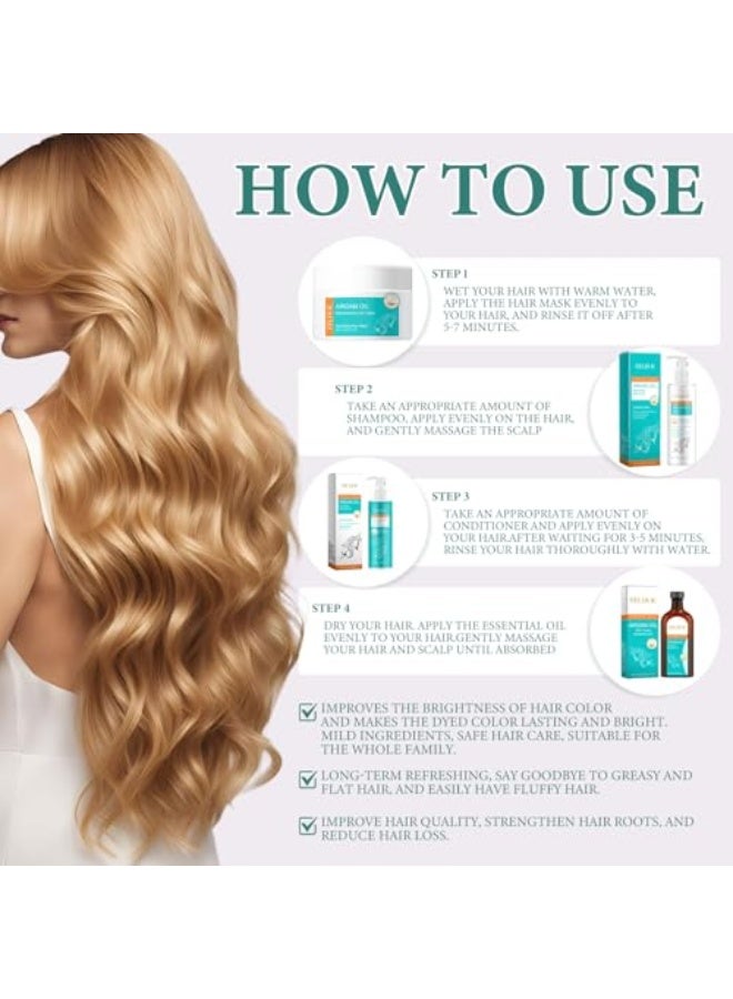 إيلهو مجموعة العناية بالشعر المغربية من 4 قطع، زيت شعر موروكانويل، شامبو وبلسم موروكانويل، بلسم شعر مغربي لشعر أكثر صحة ونعومة - Image 4