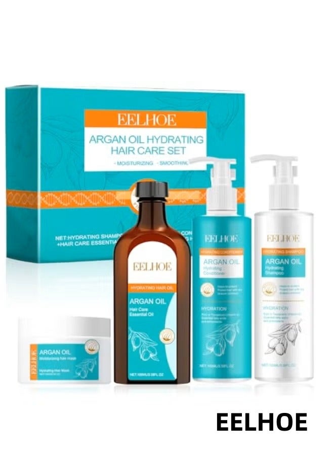 إيلهو مجموعة العناية بالشعر المغربية من 4 قطع، زيت شعر موروكانويل، شامبو وبلسم موروكانويل، بلسم شعر مغربي لشعر أكثر صحة ونعومة - Image 1