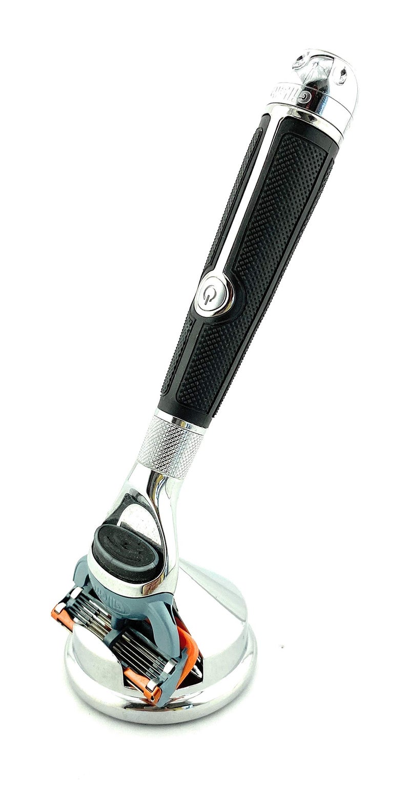 G.B.S Weighted Safety Razor Stand Base Polished Steel Protect & Dry Razor, Fits 5 and 3 Shaving Razor Blades - Image 3