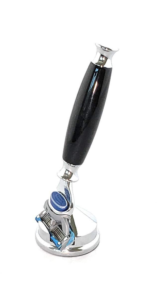 G.B.S Weighted Safety Razor Stand Base Polished Steel Protect & Dry Razor, Fits 5 and 3 Shaving Razor Blades - Image 2