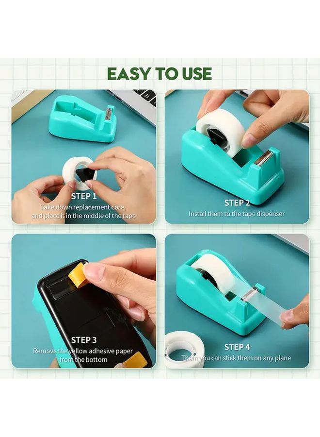 Blue Plastic Tape Dispenser With 2 Refill Rolls For Gift Wrapping And Office Supplies - Image 3