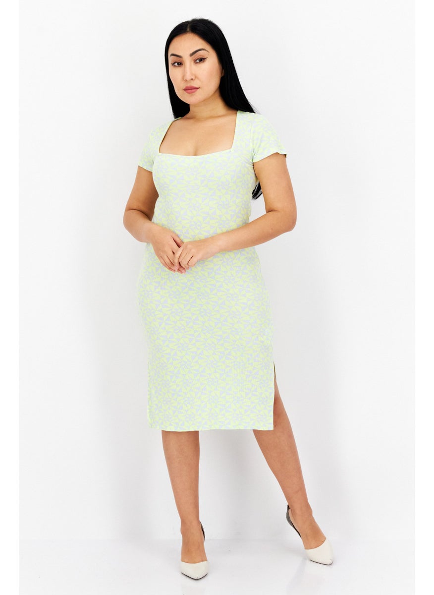 rvca Women Allover Print Midi Dress, Yellow  - Image 2