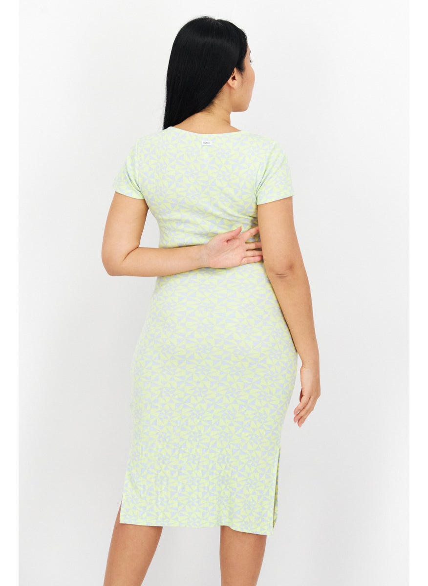 rvca Women Allover Print Midi Dress, Yellow  - Image 3