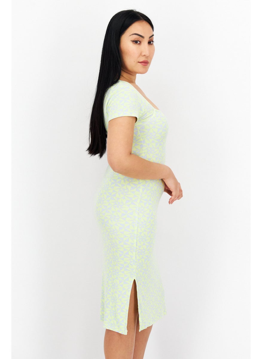 rvca Women Allover Print Midi Dress, Yellow  - Image 4