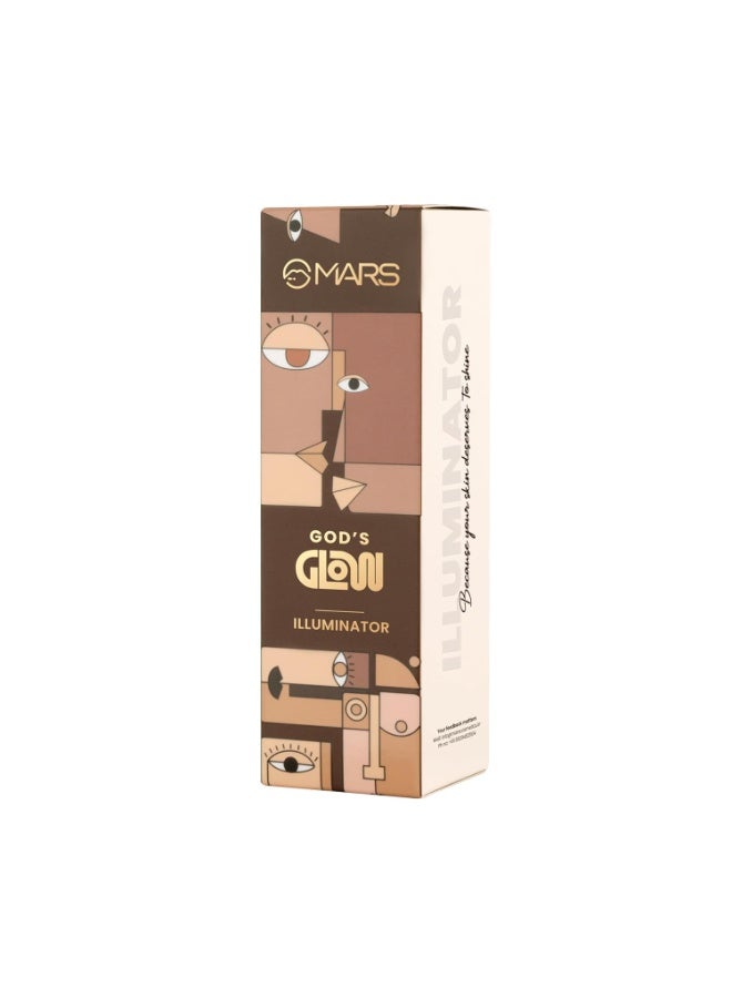 مارس هايلايتر MARS God's Glow Illuminator (30 مل) (04-HONEY) | حمض الهيالورونيك، خلاصة الشاي الأخضر وإكليل الجبل | تغطية شفافة | خفيف الوزن | مظهر طبيعي خالٍ من العيوب - Image 4