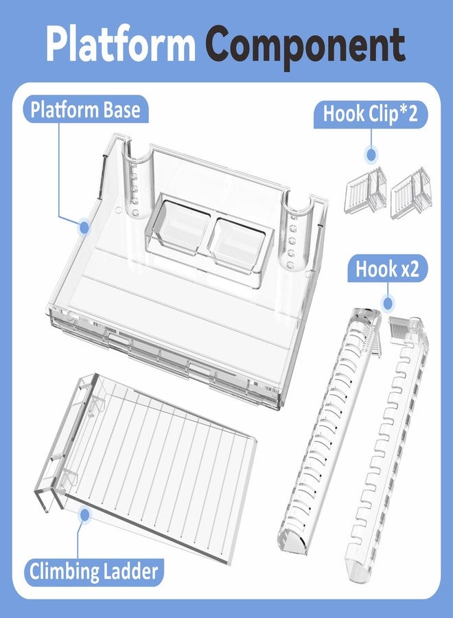GOZILLA Turtle Basking Platform with Feeding Tray & Adjustable Ramp,Anit-Slip,Durable,Height Adjustable Hanging Platform.Acrylic Turtle Dock for Small Turtles, Reptiles and Aquatic Pets. (Medium Kit) - Image 5