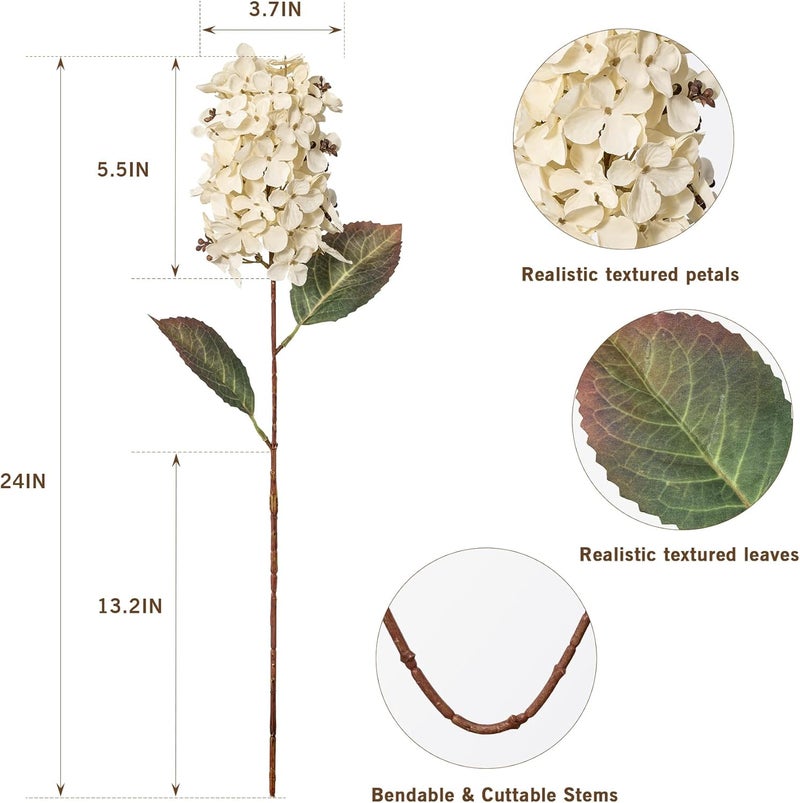 Ttranewsoo Hydrangea Artificial Flowers,Fall Hydrangeas Artificial Flowers, Fake Fall Dried Hydrangea Decoration,Faux Silk Flower with Stems Winter Decor Without Vase（Cream White 8PCS - Image 3