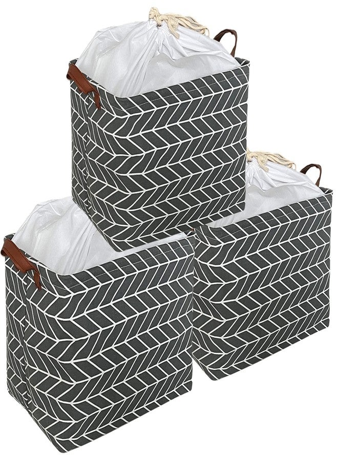 CLOCOR 3-pack Rectangular Storage Bin,Collapsible Home Organization (Grey Arrow) - Image 1