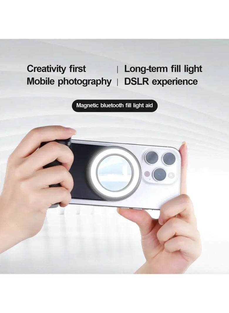 Mobile Photography Fill Light with Magnetic Absorption, Anti-Shake Grip, and Ergonomic Design - Durable ABS Material Camera Accessory for Live Streaming and Selfies - Image 3
