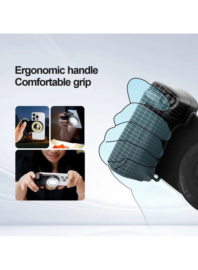 Mobile Photography Fill Light with Magnetic Absorption, Anti-Shake Grip, and Ergonomic Design - Durable ABS Material Camera Accessory for Live Streaming and Selfies - Image 5