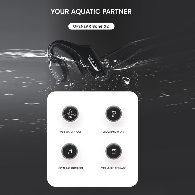 XIMAND XIMAND Bone Conduction Headphones IP68 Swimming Waterproof Dustproof Sweatproof MP3 Player Headset Underwater Music Player 8GB 1000 Songs, Open-Ear Wireless Earphones Bluetooth 5.3 with Mic - Blue - Image 3