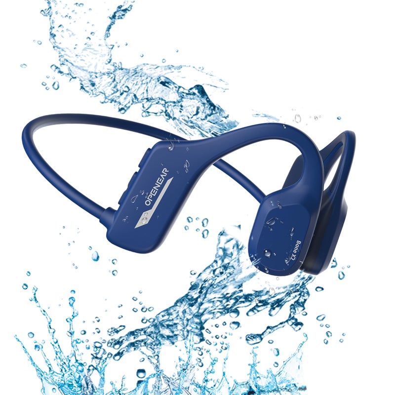 XIMAND XIMAND Bone Conduction Headphones IP68 Swimming Waterproof Dustproof Sweatproof MP3 Player Headset Underwater Music Player 8GB 1000 Songs, Open-Ear Wireless Earphones Bluetooth 5.3 with Mic - Blue - Image 1