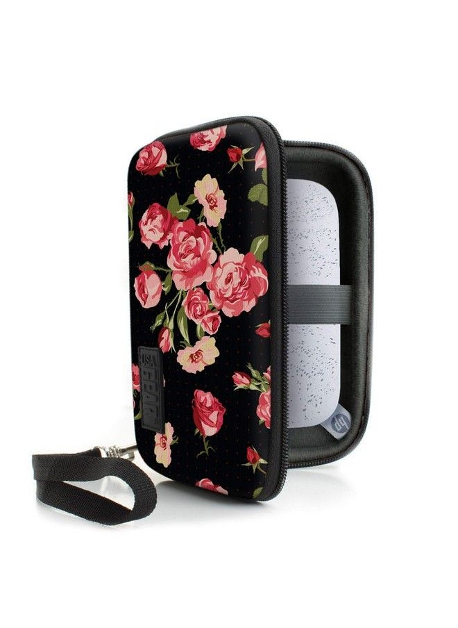 USA Gear Hard Shell Portable Printer Case With Scratchresistant Interior Security Strap And Wrist Strap Compatible With Hp Sprocket Fujifilm Instax Mini 11 Canon Ivy Kodak & More Floral  - Image 1