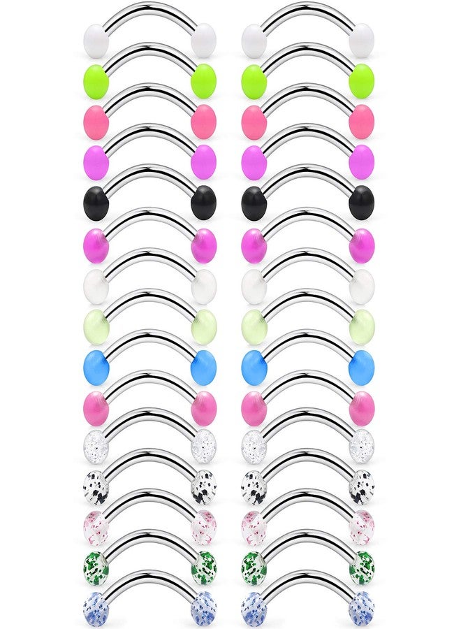 SCERRING 16G 14G Stainless Steel Curved Barbell Snake Eyes Tongue Ring Nipplerings Nipple Rings Piercing Jewelry Retainer 14mm 16mm 30PCS - Image 1