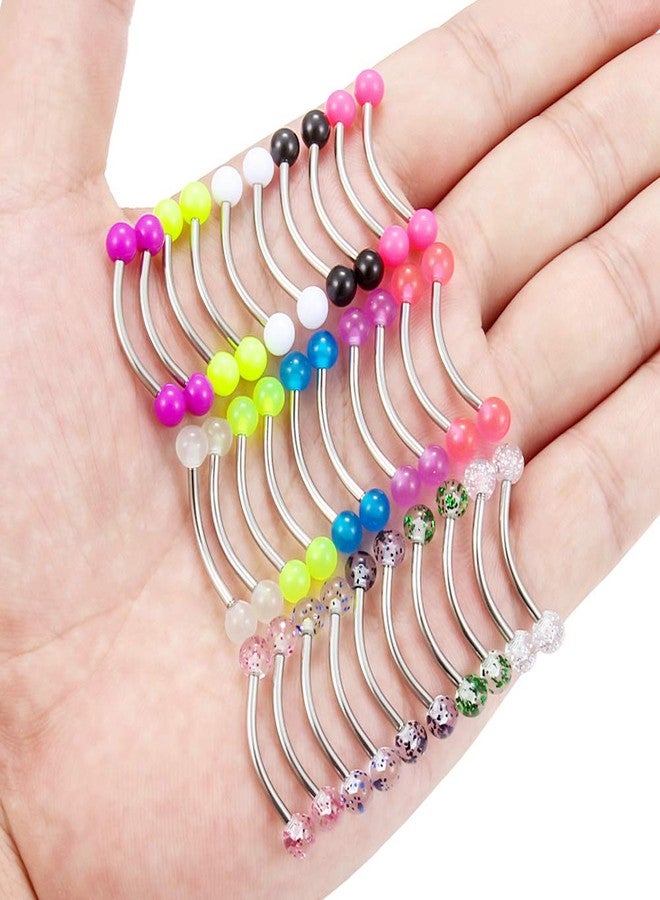 SCERRING 16G 14G Stainless Steel Curved Barbell Snake Eyes Tongue Ring Nipplerings Nipple Rings Piercing Jewelry Retainer 14mm 16mm 30PCS - Image 3