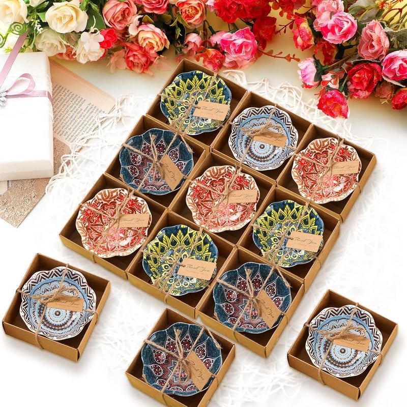 Yoande 12 Pcs 33 Inches Small Ceramic Bowl for Wedding Boho Dipping Bowl Mexican Pottery Dishes Rustic Wedding Souvenirs Decor for Bridal Shower Guest Gifts - Image 1
