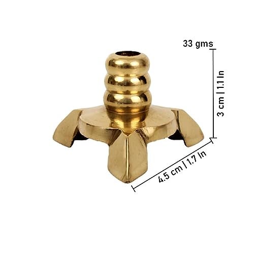 Putrika Traditional Handicrafted Brass Wick Holder - Thiri Stand, Batti Stan, Candle Sustainer for Pooja - Fits All Type Diyas (Big, 4) - Image 4