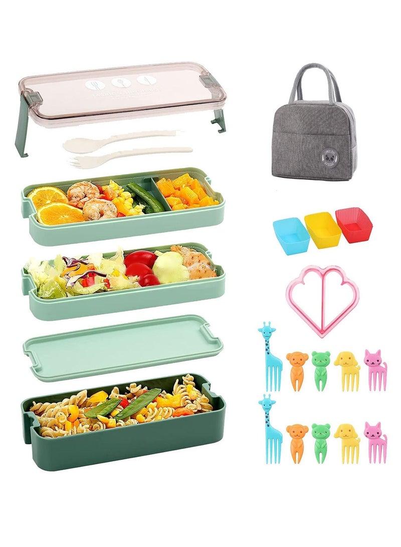 Y&D 17-Piece Bento Lunch Box for Kids and Adults with Spoon-Fork Meal Prep Containers Microwave-Safe Food Storage Salad Container Sandwich Snack Packing - Image 1
