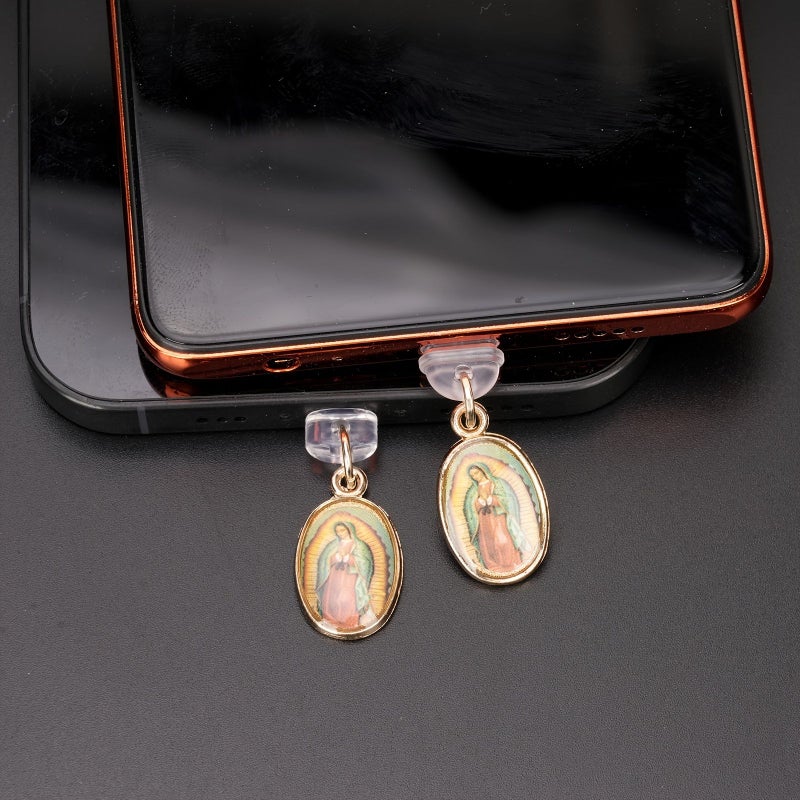 For Android Phone Charging Port Dust Plug Our Lady Of Guadalupe Decoration Pendant - Image 5