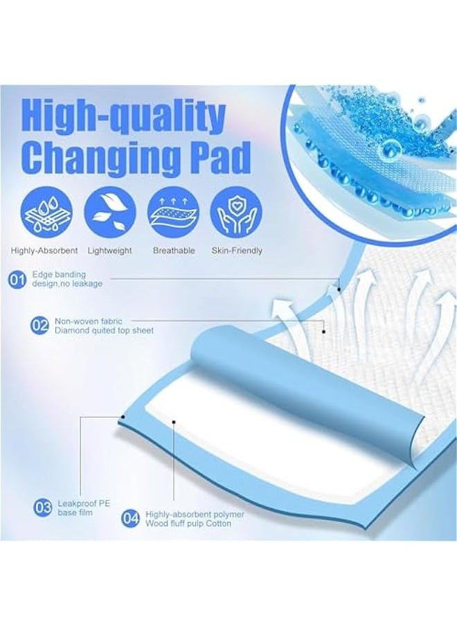 TRASSLE 100 Pack Disposable Changing Pads, Disposable Bed Pads, Waterproof Diaper Changing Pad, Leak-Proof Underpads, Large Diaper Pad Changing Mat Disposable Baby Underpads, Ultra Absorbent  - Image 2