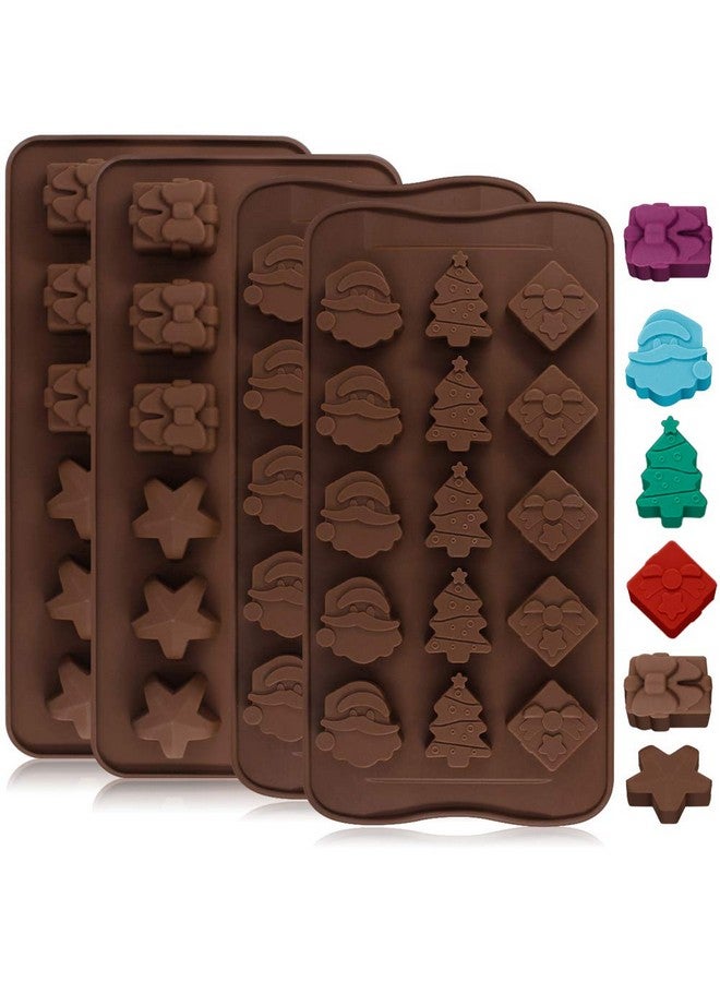 دانزي إكس قوالب شوكولاتة عيد الميلاد، قوالب حلوى سيليكون، DanziX، 4 عبوات من قوالب الصمغ لعيد الميلاد، قوالب خبز بطابع عيد الميلاد للشوكولاتة والحلوى والصمغ والصابون - Image 1