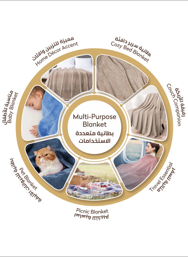 Donetella Soft Waffle Fleece Blanket Single Size(170X200 CM) No Shed,No Pilling Plush Cozy Throw 300 GSM Lightweight Blanket For Bed, Couch , Chair , Sofa And Camping,Light Grey - Image 5