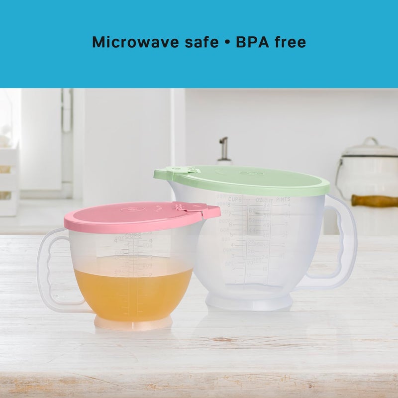Tupperware Classic Mix-N-Store Pitcher Set in Mint Green and Candy Pink, Dishwasher Safe and BPA Free (2 Bowls, 2 Lids) - Image 5