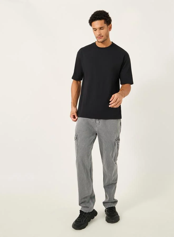ستايلي Slogan Print Oversized Crew Neck T-Shirt