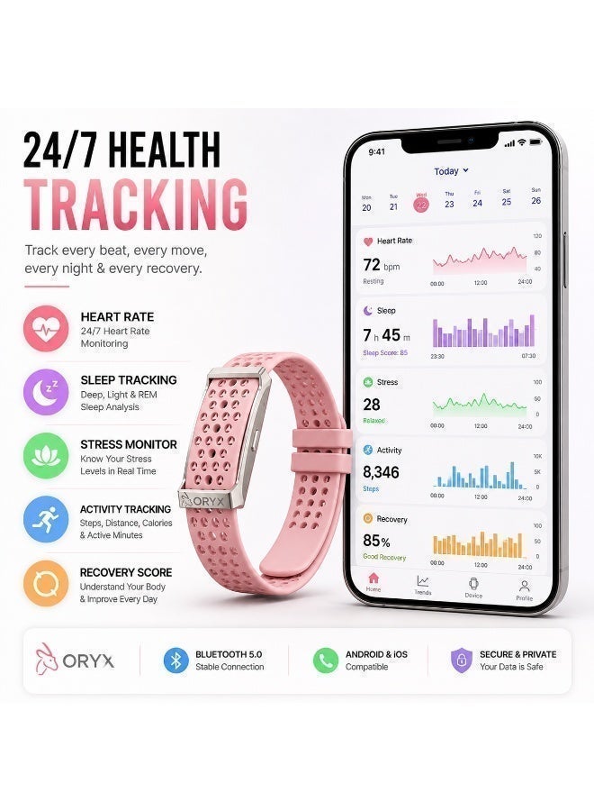 ORYX Health Fitness Tracker Band for Men & Women | 24/7 Heart Rate Monitor, Sleep & Recovery Tracking, Activity & Calorie Tracker | Screen-Free Smart Band | 30-Day Battery Life | IP68 Waterproof | Android & iOS | Alternative Whoop - Image 5