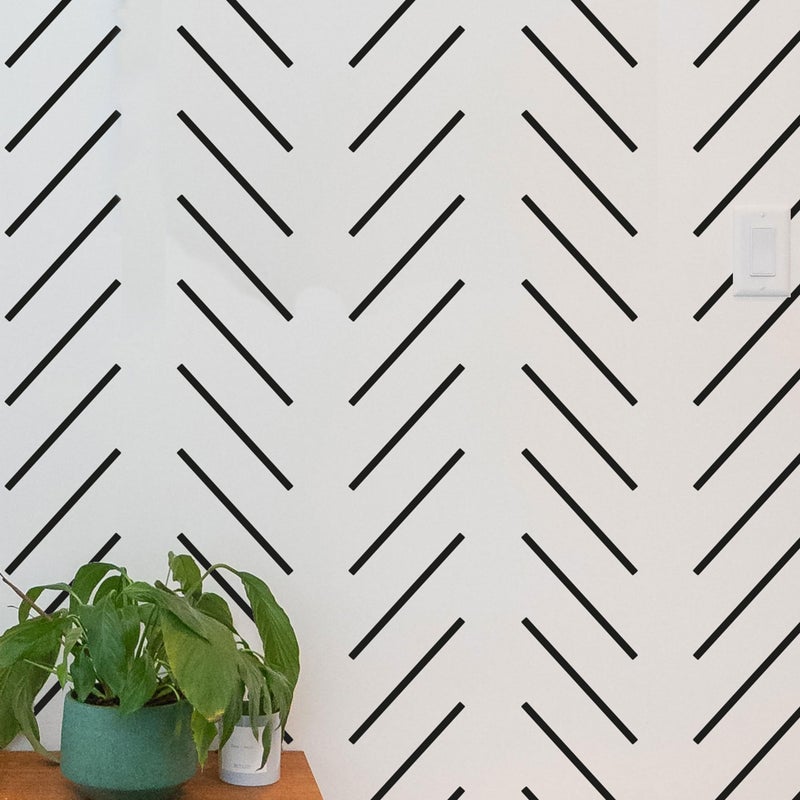 PINKIPO Simple Herringbone 16x40 XL Stencil Large Wall Stencil Modern Geometric Wall Stencils for Painting Stencils for Walls Chevron Wall Stencil Pattern