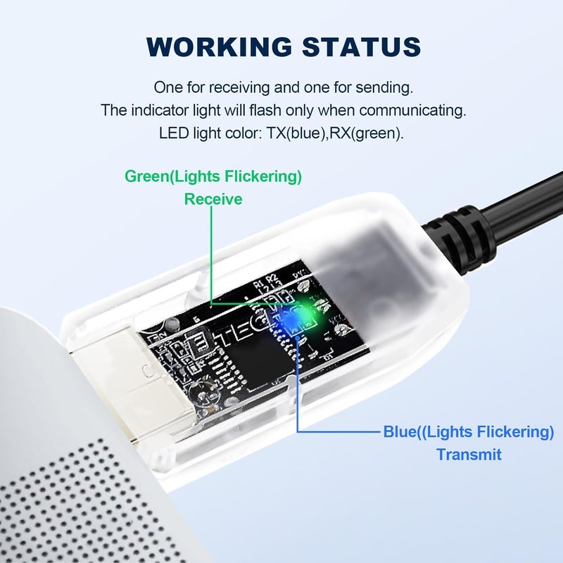 D-tech USB to TTL Adapter 3.3V 4 Pin USB to UART Debug Cable Prolific Chip LED Indicators PL2303 IC Serial Converter Output 3.3 Volt for Windows 11 10 8 7 XP MAC Linux Easy Debugging Programming (1M) - Image 5