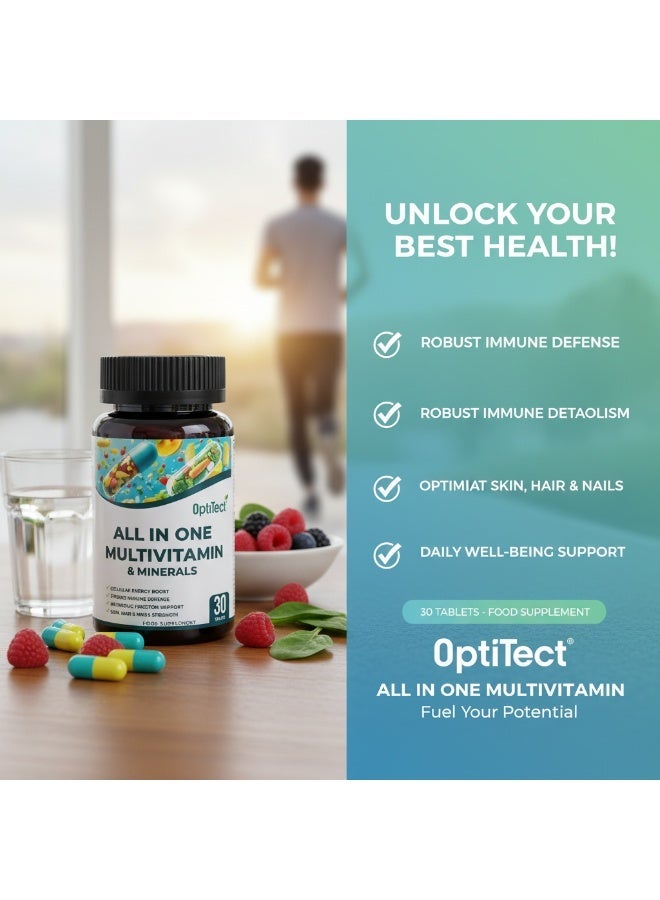 OptiTect All-in-One Multivitamin & Minerals Tablets – Daily Nutritional Supplement for Adults – 30 Tablets - Image 2