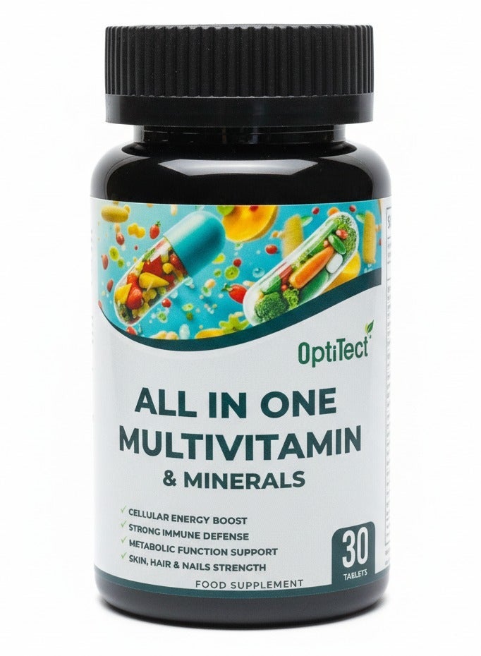 OptiTect All-in-One Multivitamin & Minerals Tablets – Daily Nutritional Supplement for Adults – 30 Tablets - Image 1