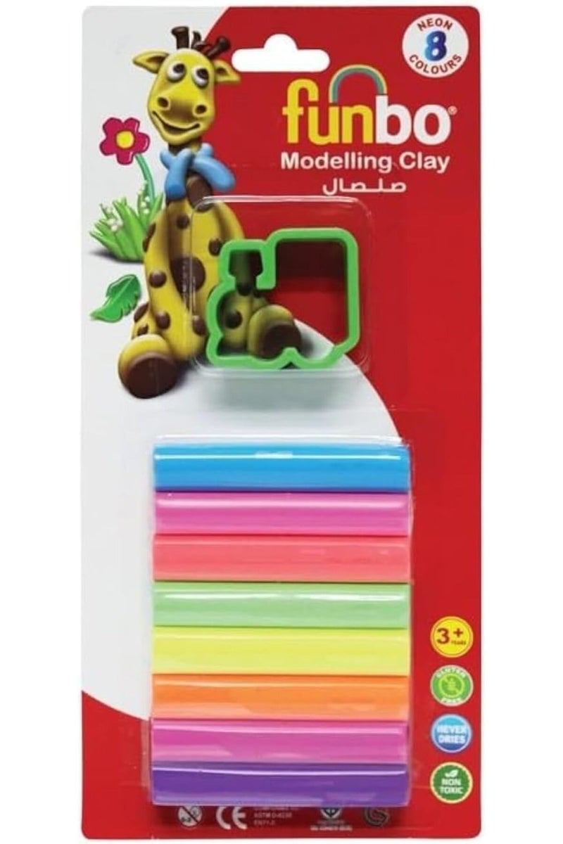 Modelling Clay 8 Neon Colors Set with Mould, 100 g