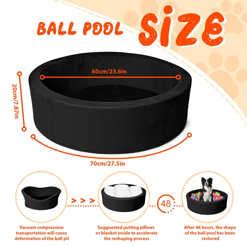 COZYTRAUM Pet Beds, 27.5 Inch Round Foam Sof Dog Bedsï¼ŒSuitable for Small Dog & Cat Play in The Ball Pitï¼ŒBlack - Ideal for Puppies and Kittensï¼ˆBalls Not Includedï¼‰... - Image 2