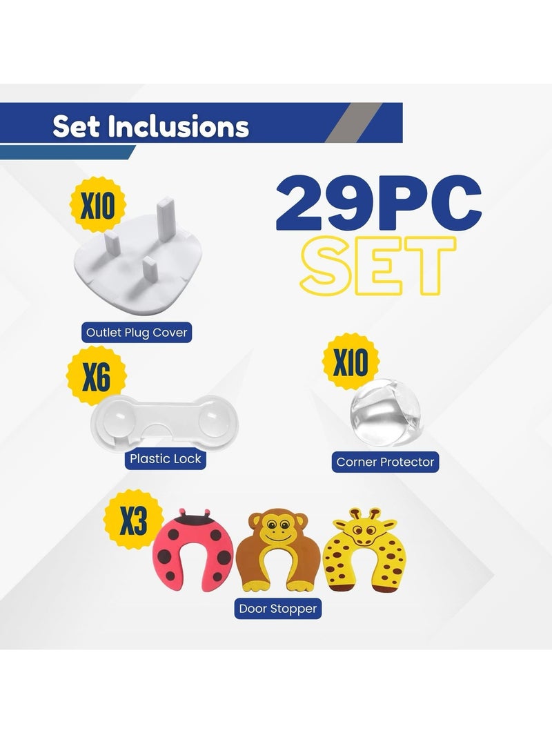 المنزل الذكي مجموعة أمان الطفل الذكية المنزلية 29 قطعة مجموعة أمان الطفل المثالية مع أقفال أمان وحراس زوايا وأغطية للمقابس. - Image 2