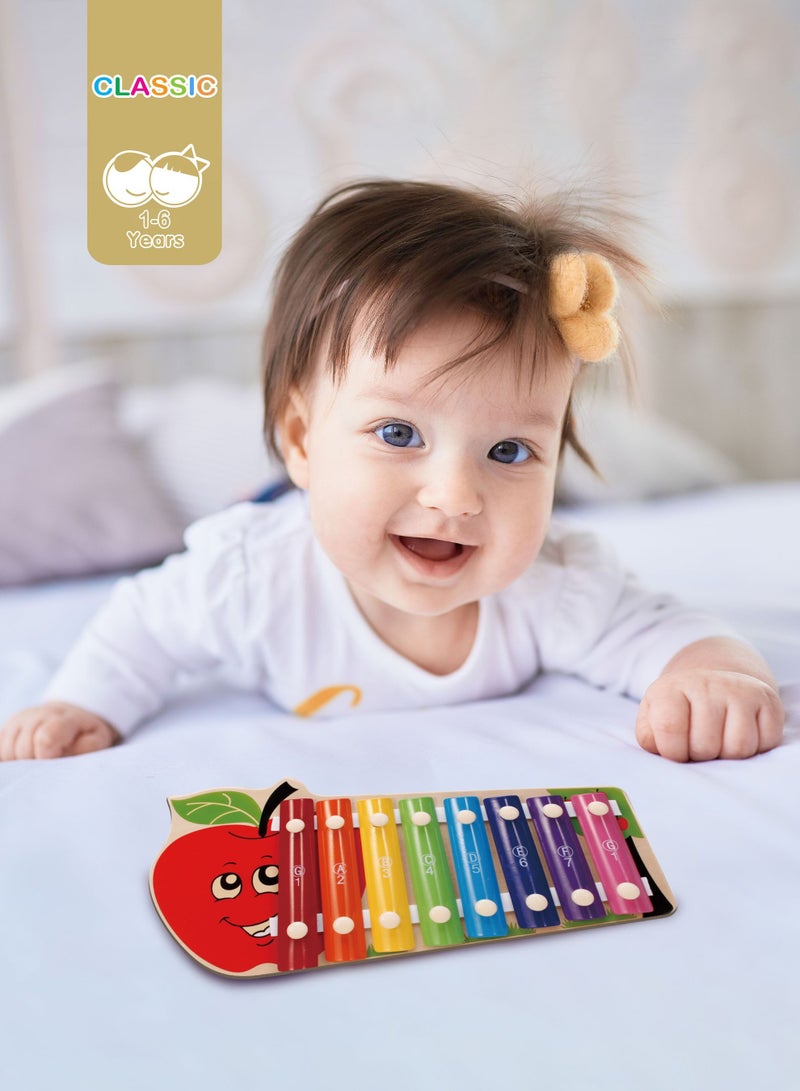 al ostoura toys إكسيليفون خشبي للأطفال مع ثمانية أصوات هاند نوك، هدية تعليمية - Image 2