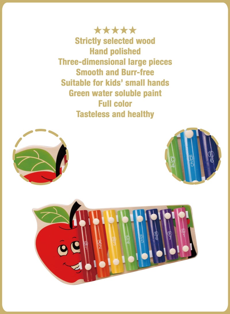 al ostoura toys إكسيليفون خشبي للأطفال مع ثمانية أصوات هاند نوك، هدية تعليمية - Image 5