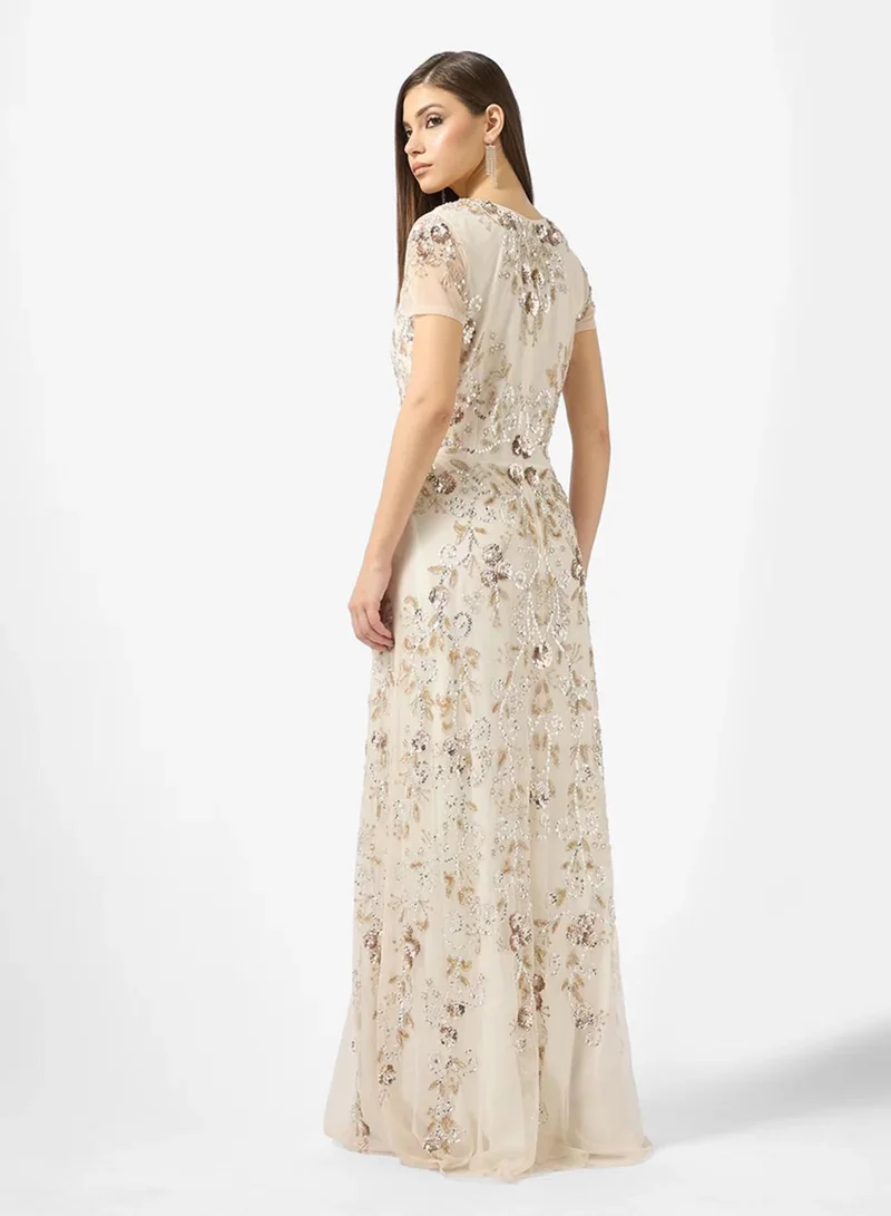 Frock and Frill Embellished Bell Sleeve Maxi Dress