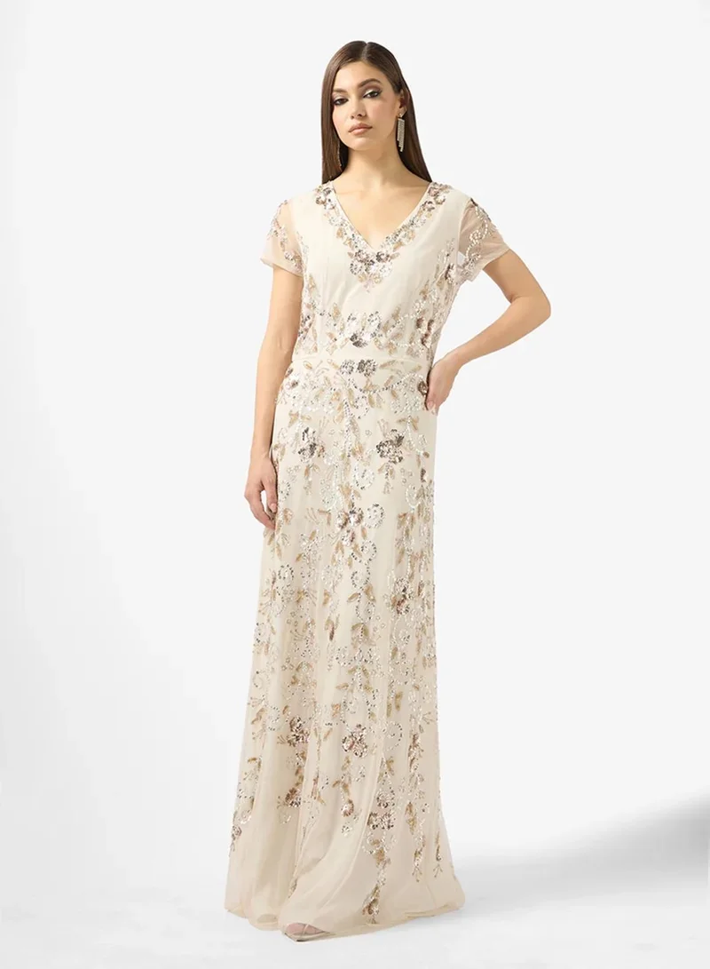 Frock and Frill Embellished Bell Sleeve Maxi Dress