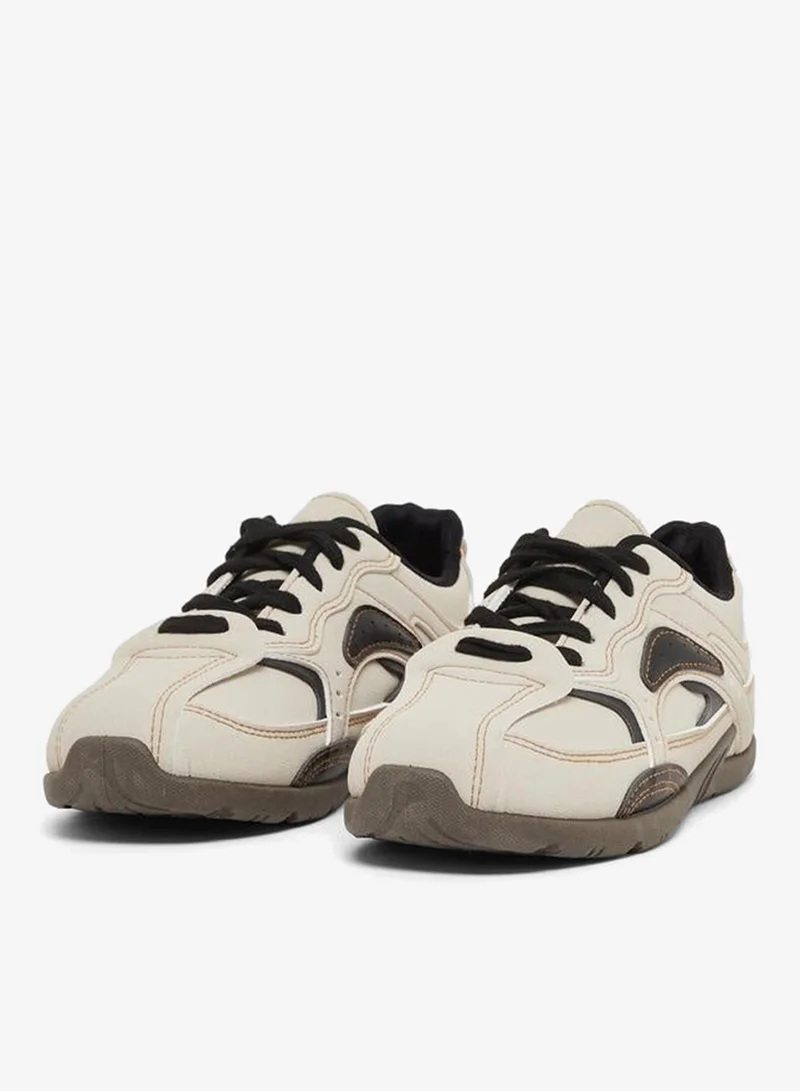 Styli Active Panelled Tritone Lace-Up Sneakers