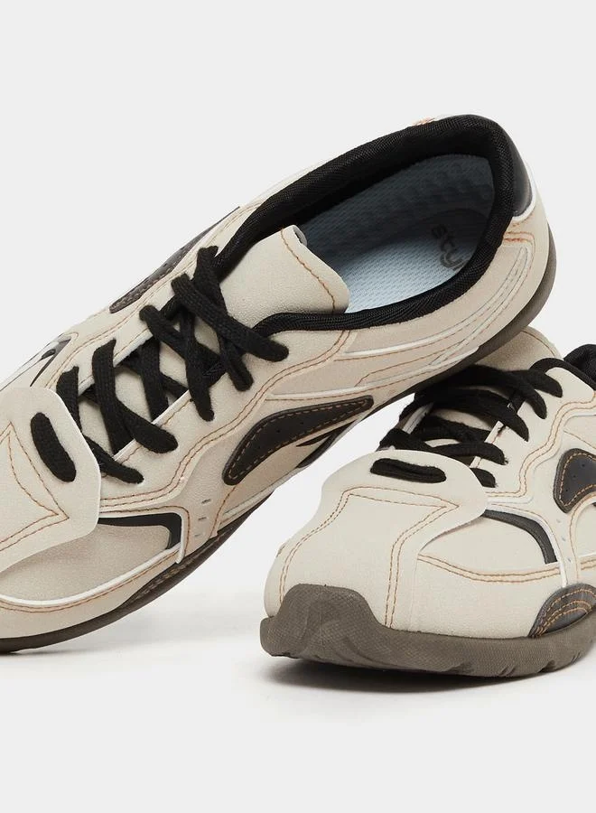 Styli Panelled Tritone Lace-Up Sneakers