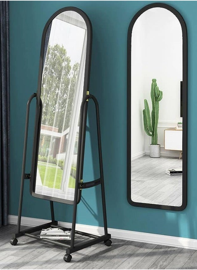 Generic - Sturdy, Heavy-Duty Standing Mirror With Adjustable Stand, Can Be Detached And Hung On The Wall, Equipped With Wheels For Easy Movement, 153X40 Cm - Image 1