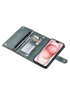HuHa Case Cover For iPhone 15 Plus ViLi GV Series MagSafe Magnetic Zipper Leather Phone Case Green 