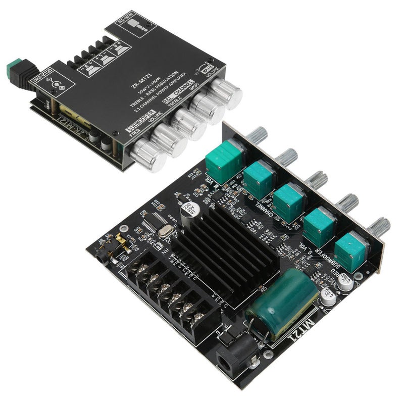 High Power Amplifier Board DC12-24V: BT 5.0 AUX Input - Adjustable Treble Bass Volume 2.1 Channel Stereo Amplifier for Home Car Speaker Setup With Overheat Short Circuit Protection - Image 3