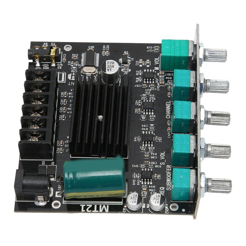 High Power Amplifier Board DC12-24V: BT 5.0 AUX Input - Adjustable Treble Bass Volume 2.1 Channel Stereo Amplifier for Home Car Speaker Setup With Overheat Short Circuit Protection - Image 2