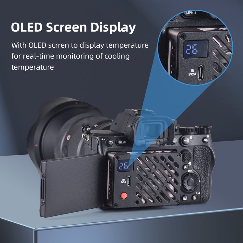 Camera Cooling System: 115 G Black Portable Type-C Powered Efficient Cooling Fan - Low Noise Operation Universal Compatible Camera Cooler for Live Streaming Video Recording Outdoor Use - Image 4