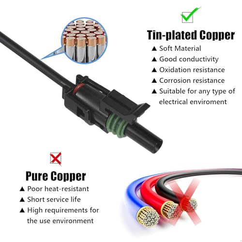 MUYI 14AWG Electrical Connectors Kits, 3 Sets 1 Pin Way Wire Harness Connectors Weatherpack Pack Connector Kit - Image 2