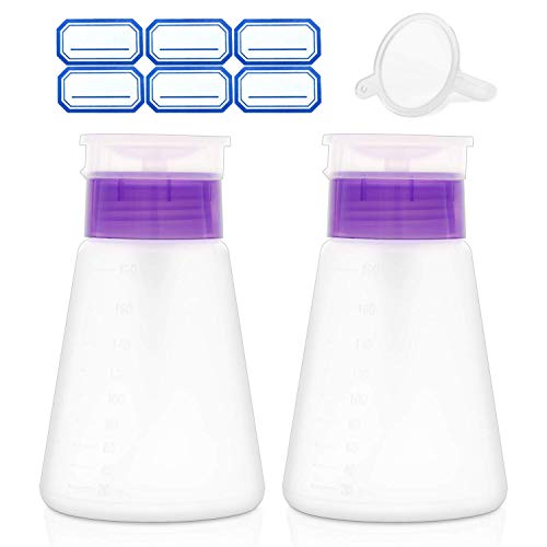 Jiulory Acetone Pump Dispenser Push Down Lockable Alcohol Dispenser Bottle 2 Packs 180ml OneTouch Pump Dispenser Empty Bottle for AlcoholAcetoneNail PolishToner ect 2 Packs 180ml - Image 2
